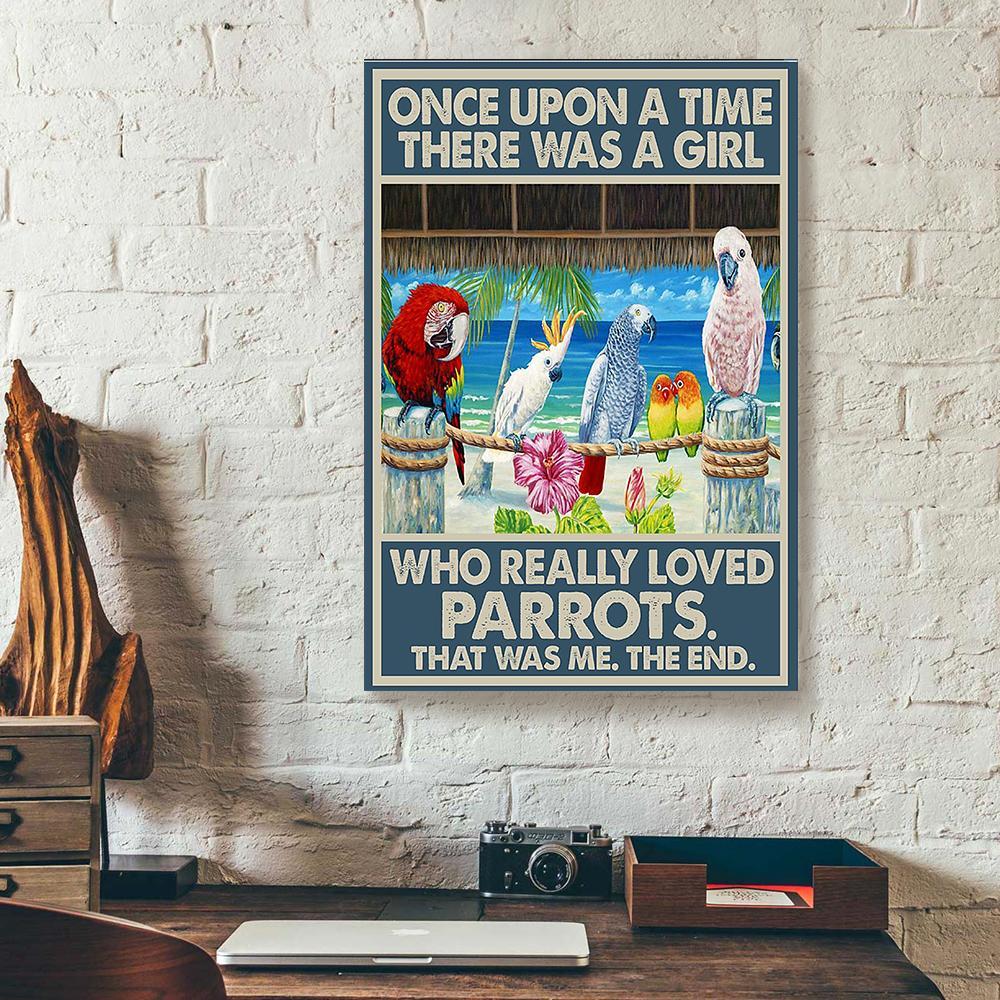 once upon a time there was a girl parrots canvas prints wall art decor 7395