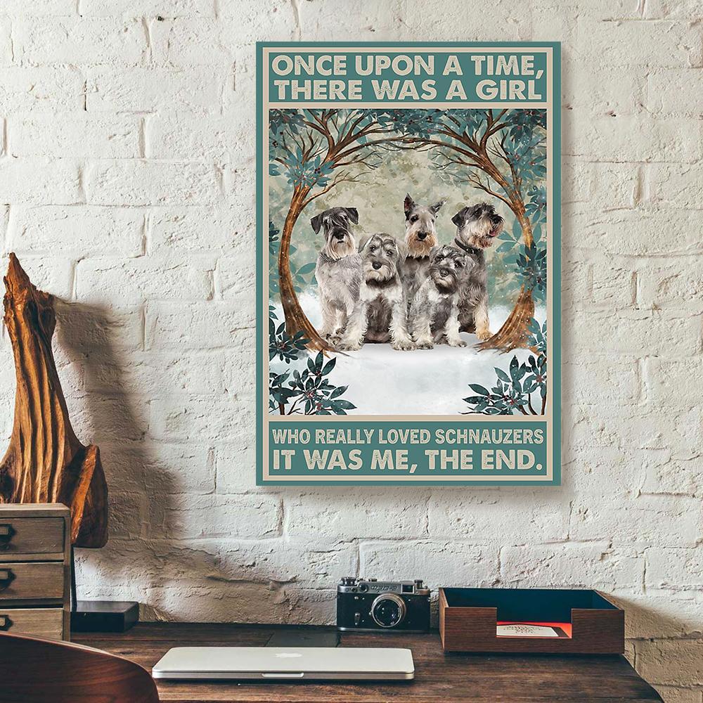 once upon a time there was a girl schnauzers canvas prints wall art decor 4182