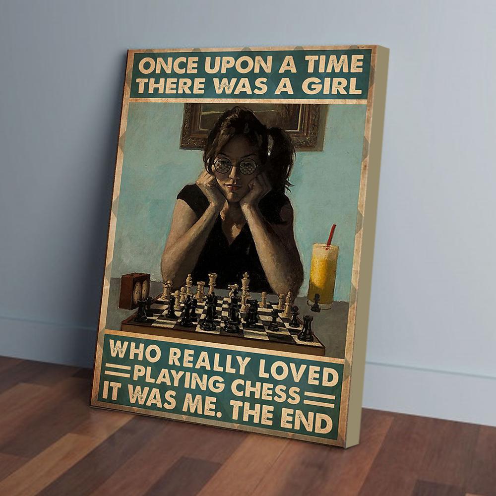 once upon a time there was a girl who really loved playing chess canvas prints wall art decor 4215