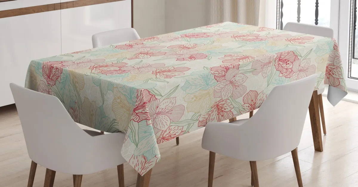 orchid in soft colors 3d printed tablecloth table decor 2327
