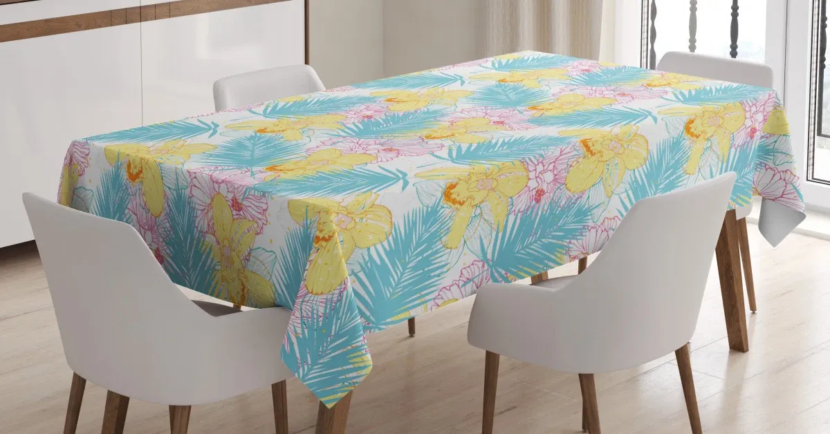 orchids with paint spots 3d printed tablecloth table decor 1118