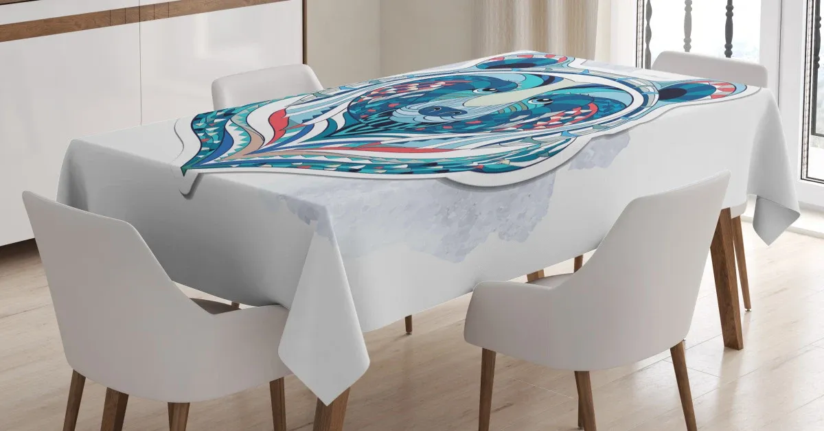 ornamental face 3d printed tablecloth table decor 8785