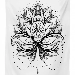 ornamental lotus sketch 3d printed tablecloth table decor 5019