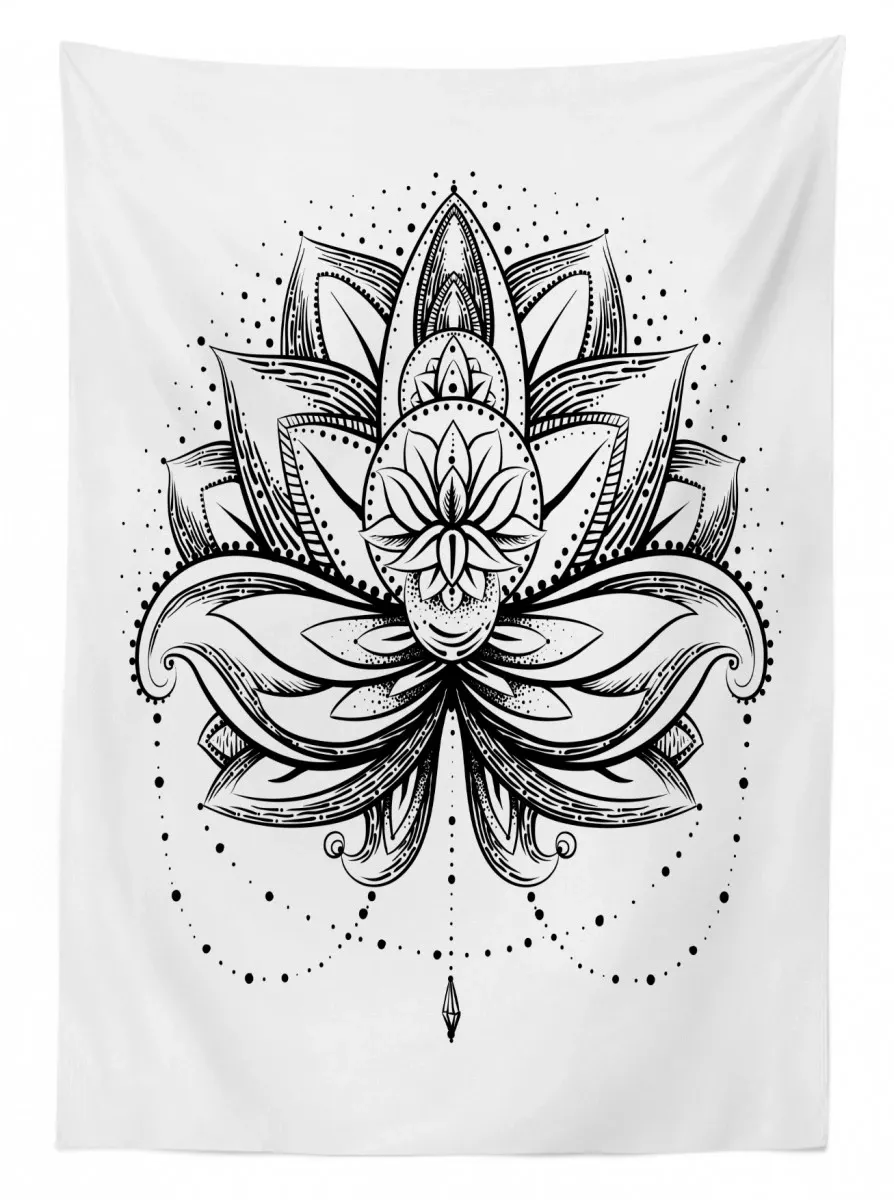 ornamental lotus sketch 3d printed tablecloth table decor 5019