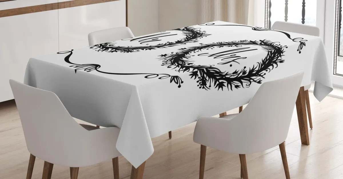 ornate floral wreaths 3d printed tablecloth table decor 7357