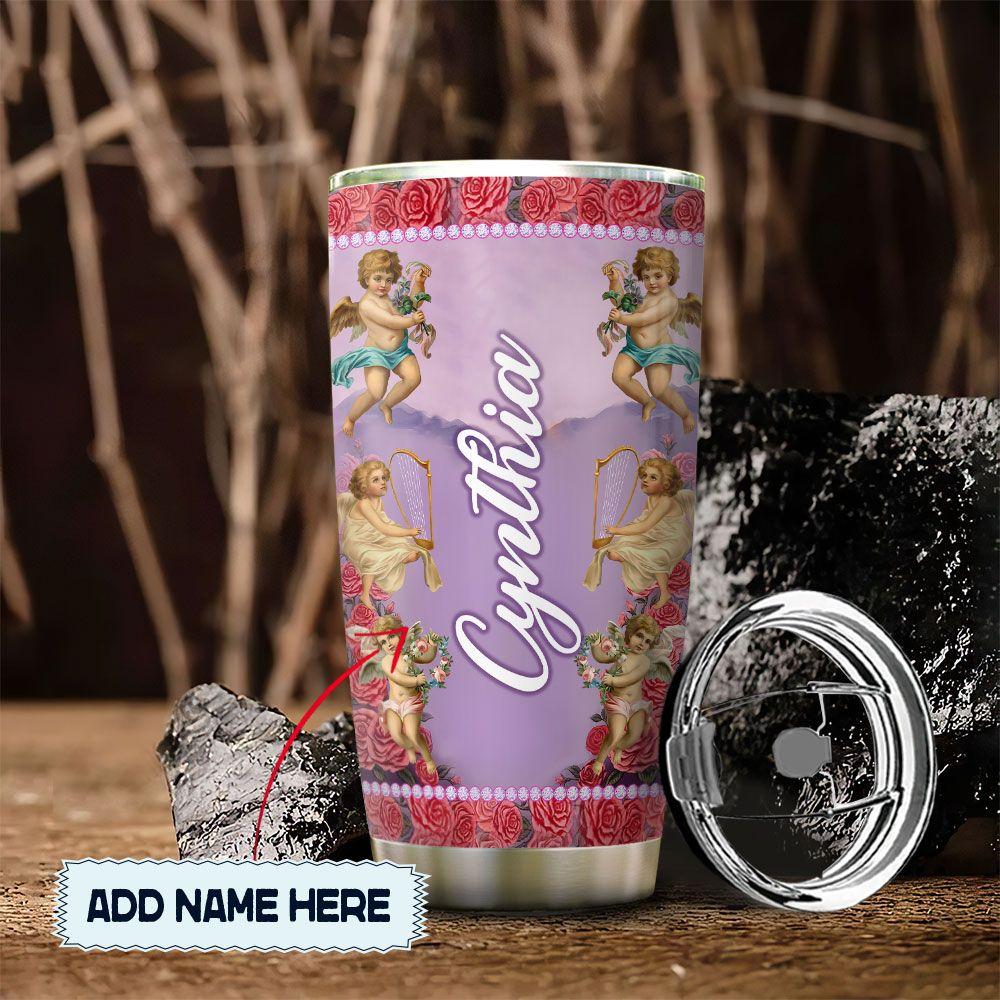 our lady mother mary with angels personalized stainless steel tumbler 7949
