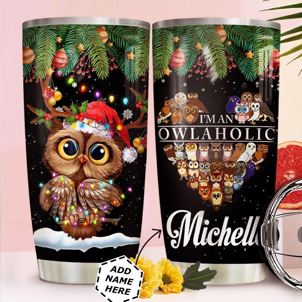 owl christmas personalized stainless steel tumbler 5546