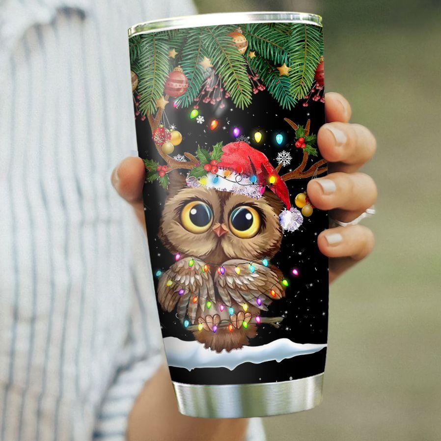 owl christmas personalized stainless steel tumbler 5843