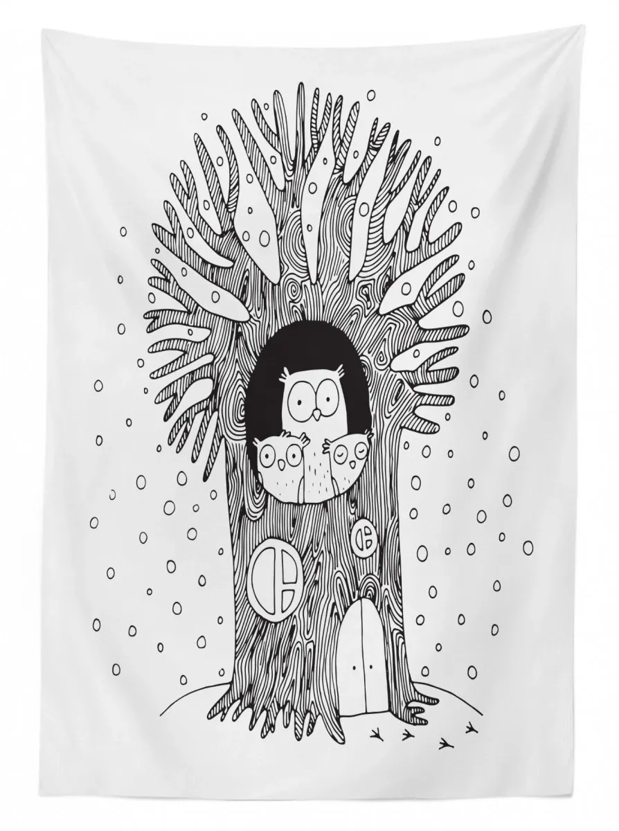 owl family home 3d printed tablecloth table decor 6191