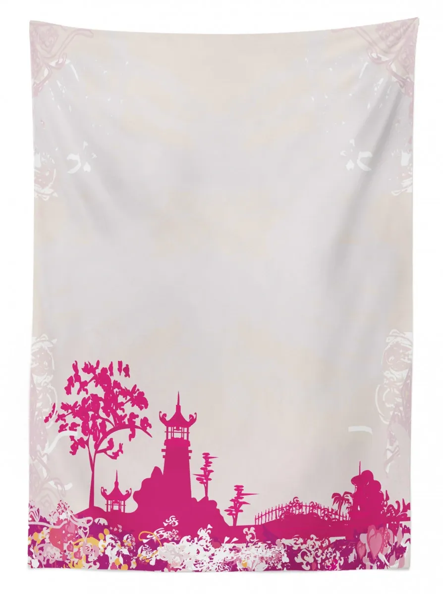 pagoda in vivid colors 3d printed tablecloth table decor 1121