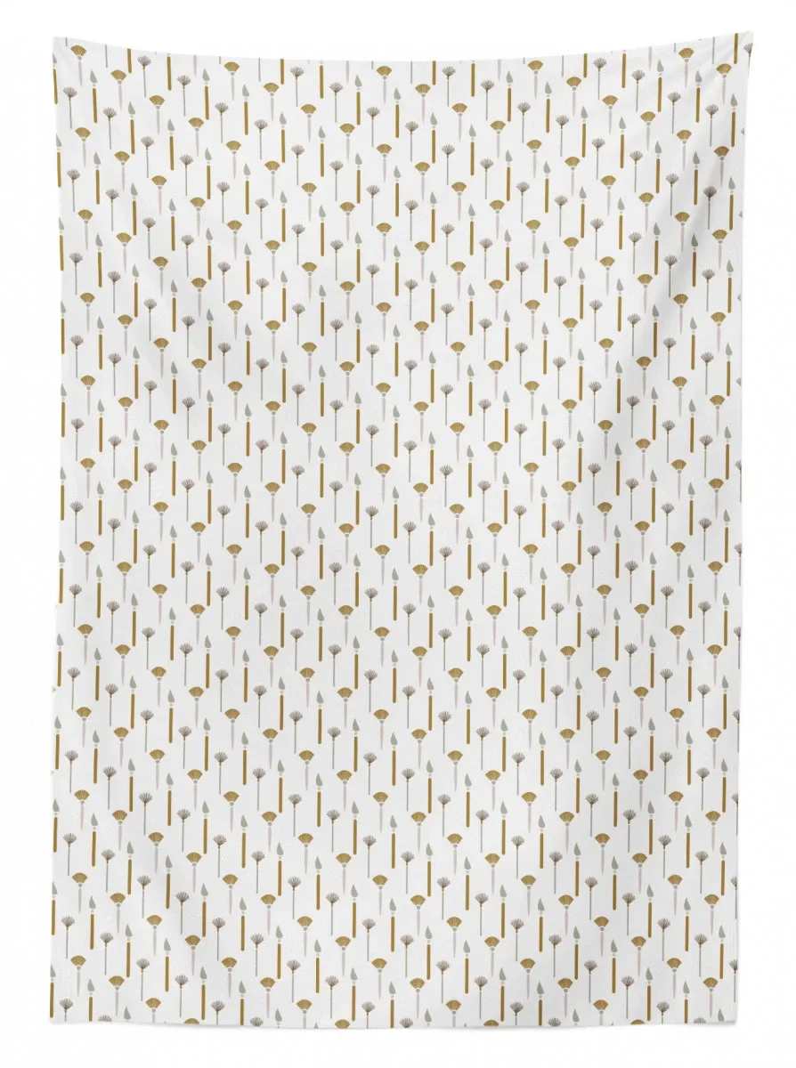 paintbrushes on white setting 3d printed tablecloth table decor 1255