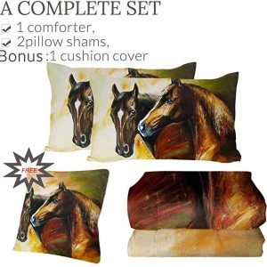 painted horses art duvet cover bedding set 3178