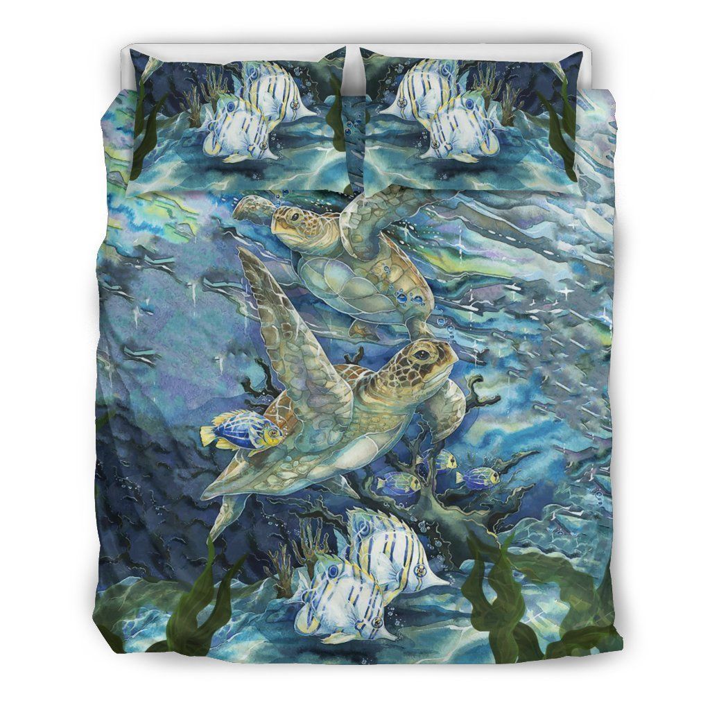 painting cross the sea turtle bedding set bedroom decor 6702