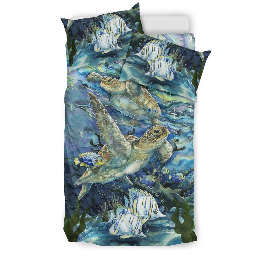 painting cross the sea turtle bedding set bedroom decor 7658