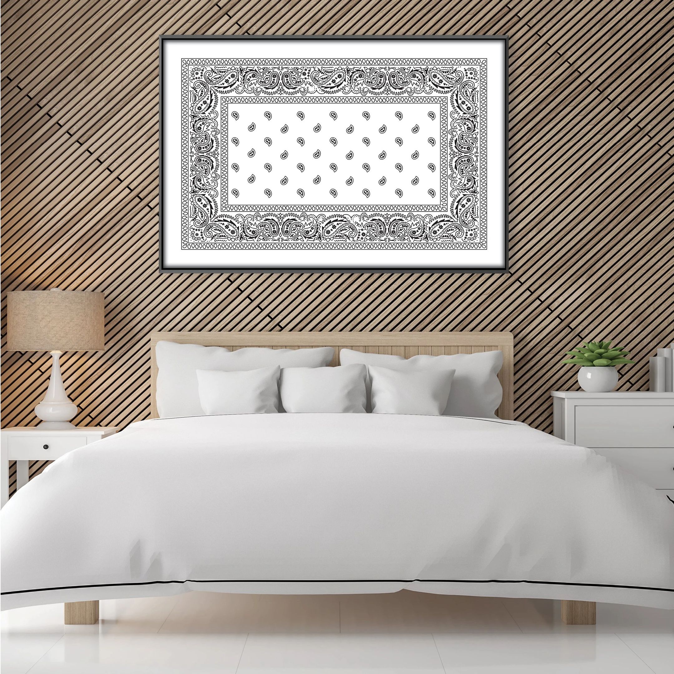 paisley bandana white motivational positive canvas print wall art decor 7590