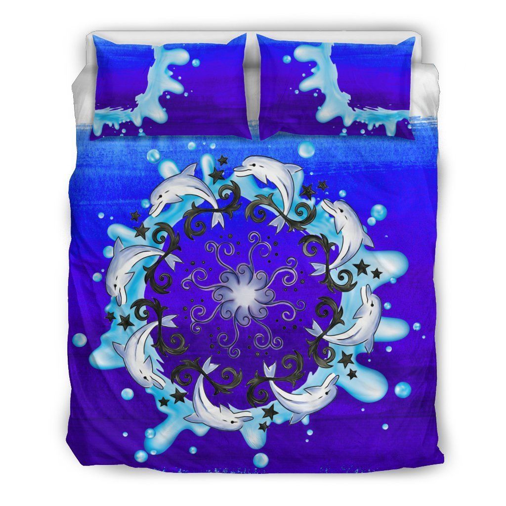 Paisley Dolphin Circle Blue Bedding Set Bedroom Decor paisley dolphin circle blue bedding set bedroom decor 3020