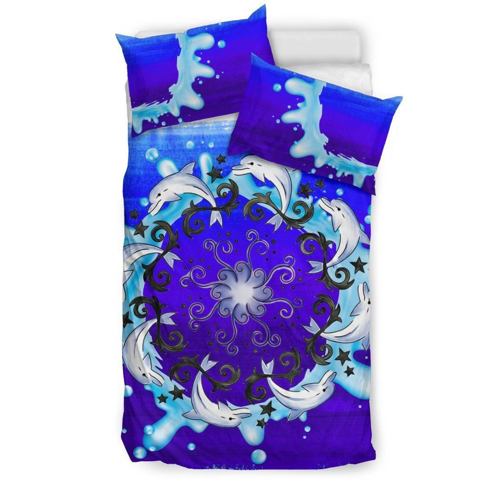 Paisley Dolphin Circle Blue Bedding Set Bedroom Decor paisley dolphin circle blue bedding set bedroom decor 5800