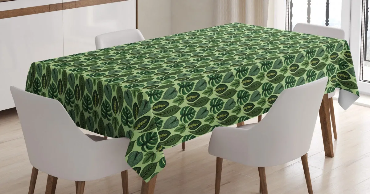 palm leaves jungle plants 3d printed tablecloth table decor 1753