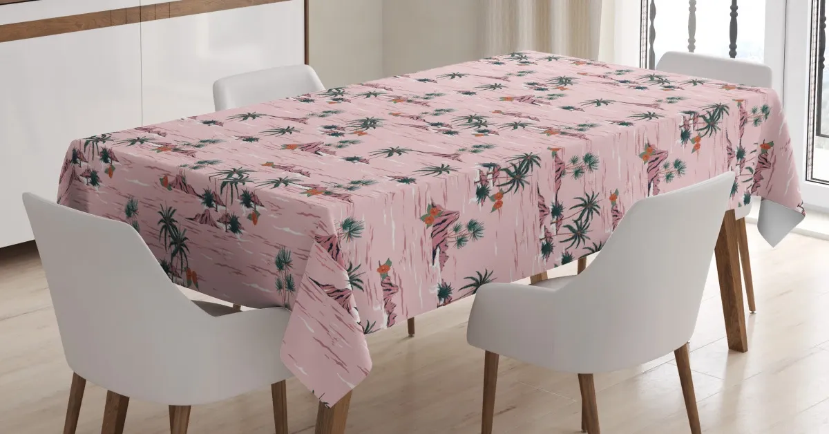 palm tree rocky beach waves 3d printed tablecloth table decor 2308
