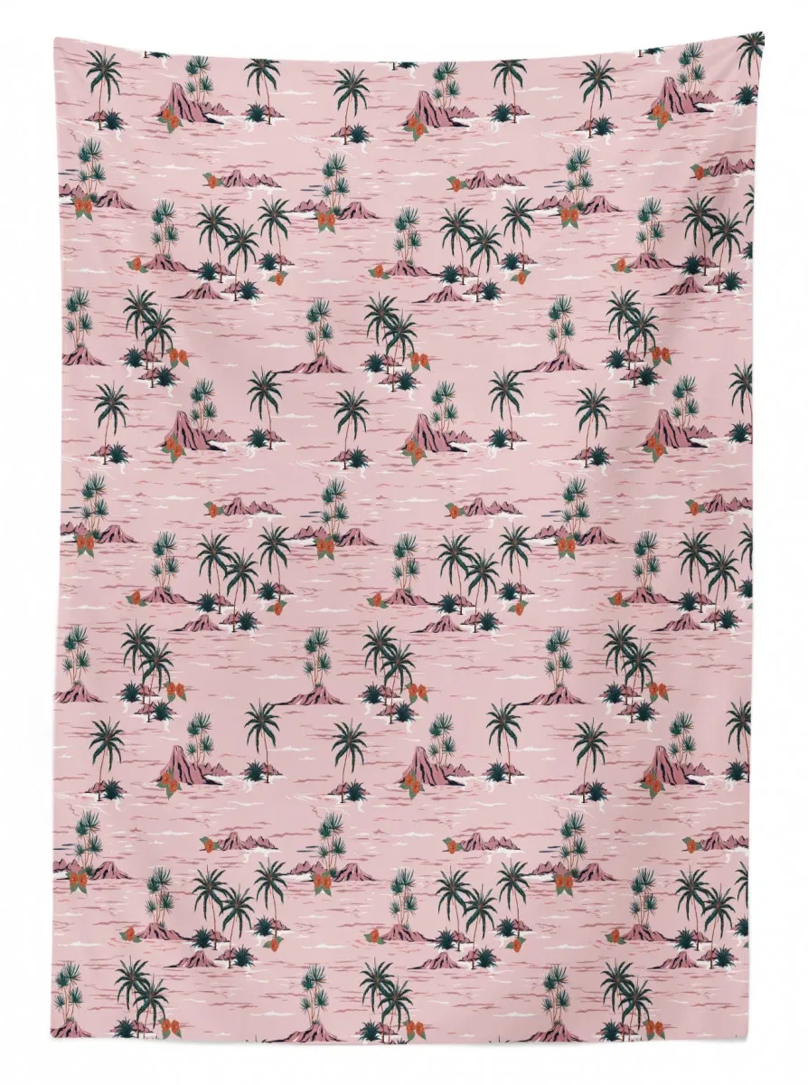 palm tree rocky beach waves 3d printed tablecloth table decor 3839