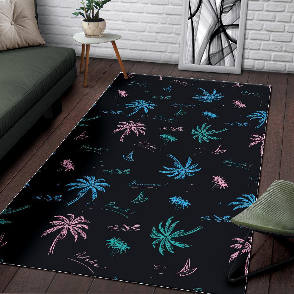 palm tree summer beach pattern print area rug floor decor 2231