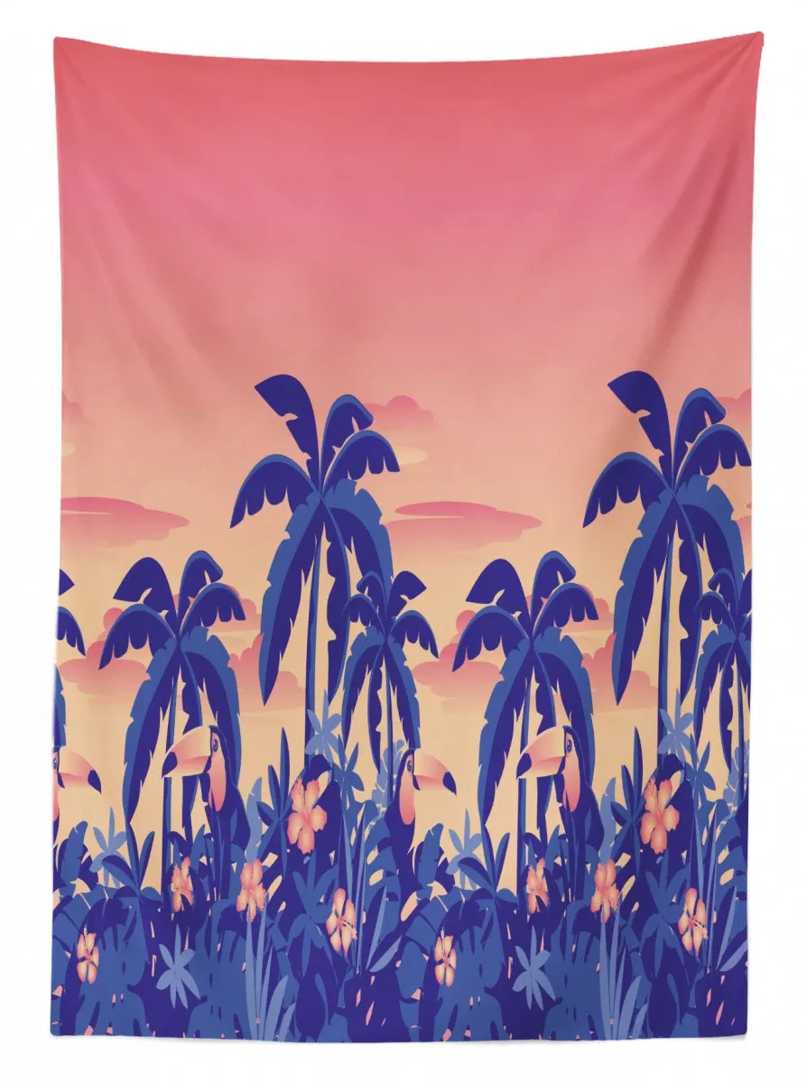 palm tree toucan sunset art 3d printed tablecloth table decor 6527