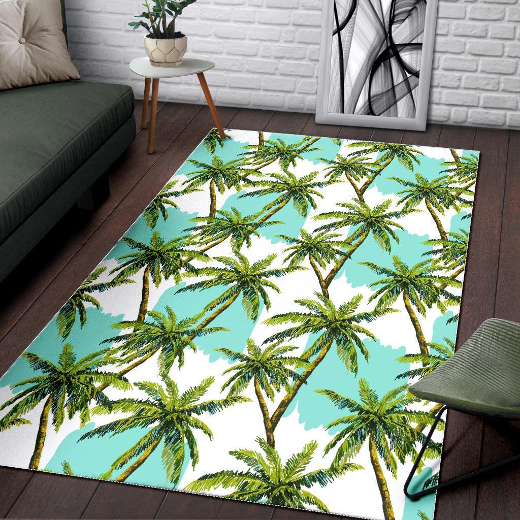 palm tree tropical pattern print area rug floor decor 8915
