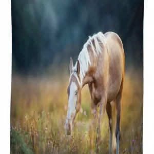 palomino horse grazing 3d printed tablecloth table decor 3621