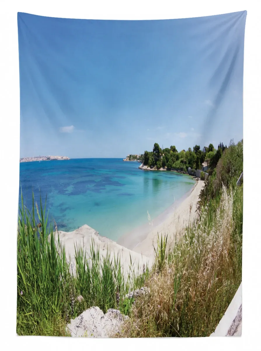 panoramic sandy coastline 3d printed tablecloth table decor 8064