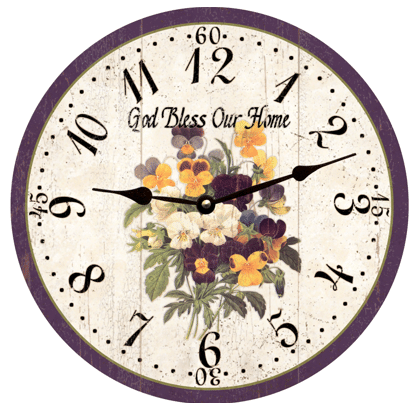 pansy god bless our home decoration gift wall clock 7967