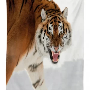 panthera on snow close 3d printed tablecloth table decor 8522