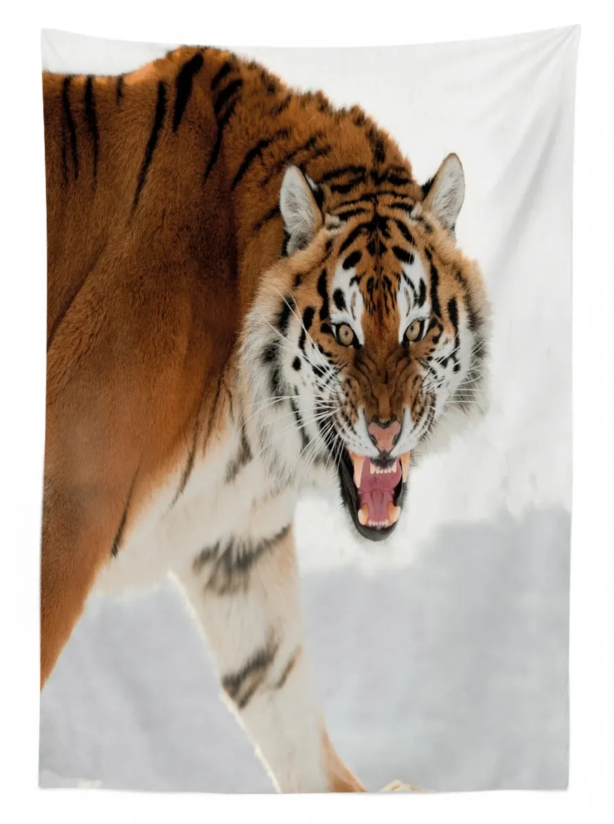 panthera on snow close 3d printed tablecloth table decor 8522