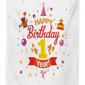 party with cones bear 3d printed tablecloth table decor 6609