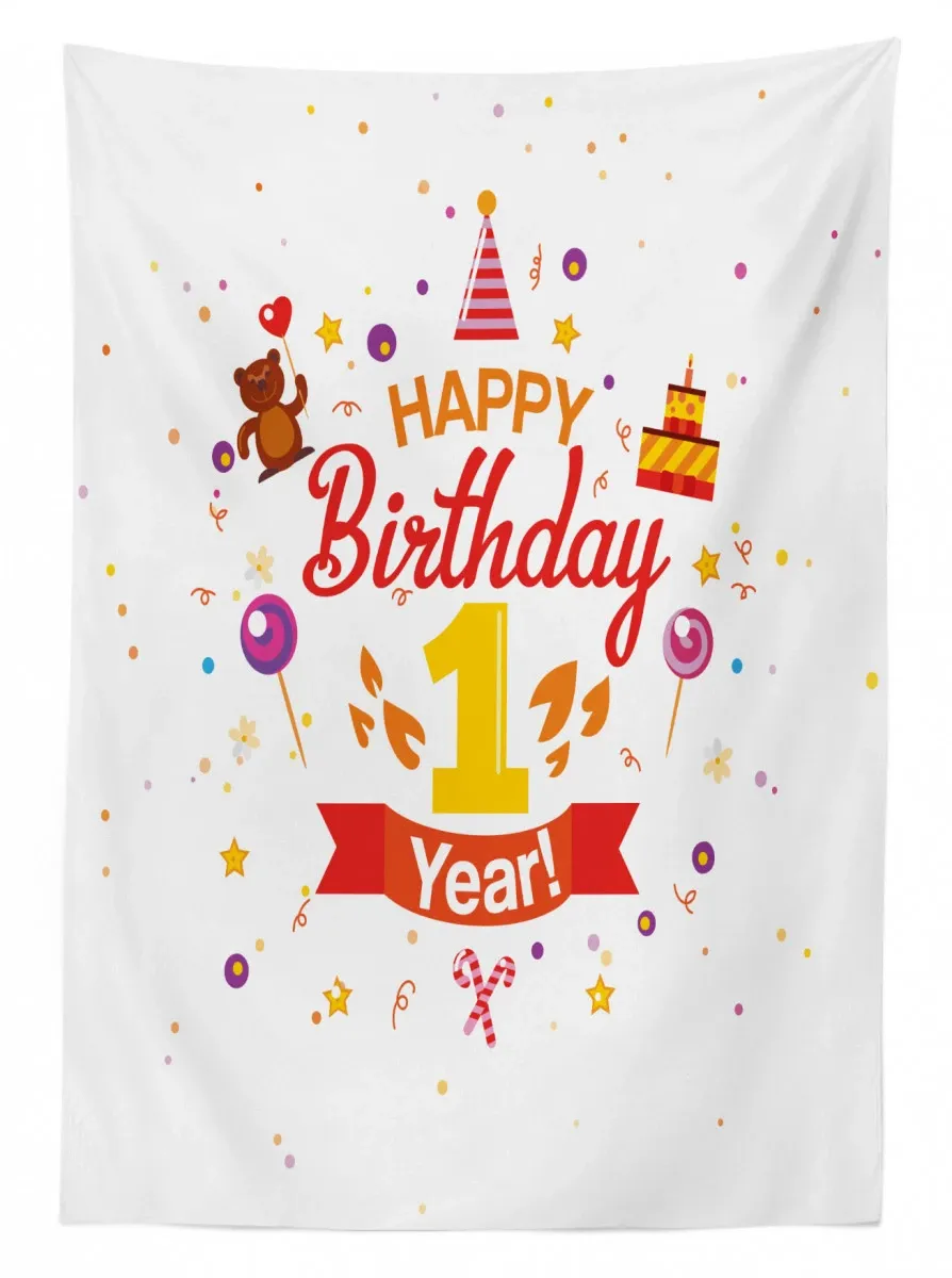 party with cones bear 3d printed tablecloth table decor 6609