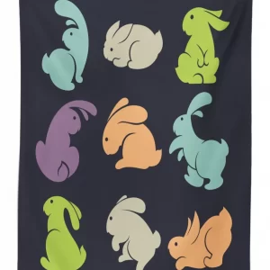 Pastel Rabbit Silhouettes 3D Printed Tablecloth Table Decor 1 pastel rabbit silhouettes 3d printed tablecloth table decor 8964