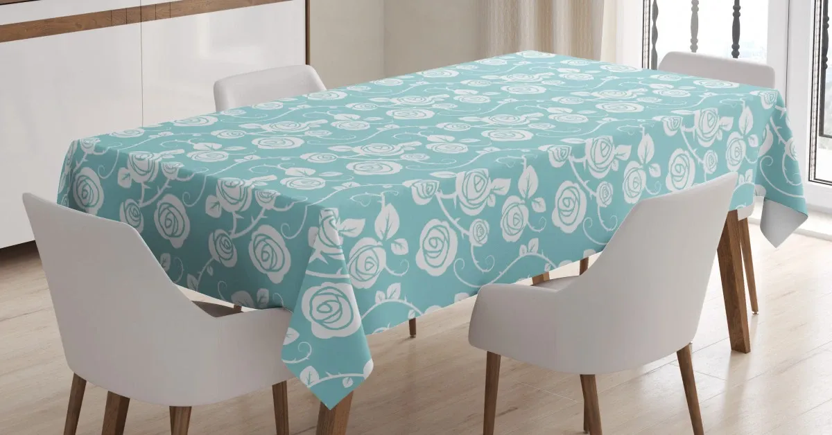 pastel style swirling roses 3d printed tablecloth table decor 1419