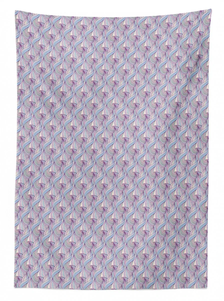 pastel tone doodle waves 3d printed tablecloth table decor 1327