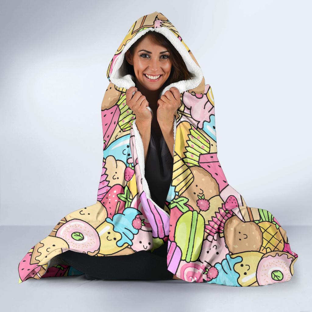 Pattern Print Dessert Cupcake Hooded Blanket Cloak Blanket pattern print dessert cupcake hooded blanket cloak blanket 4181