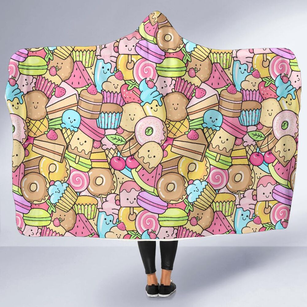 Pattern Print Dessert Cupcake Hooded Blanket Cloak Blanket pattern print dessert cupcake hooded blanket cloak blanket 4944