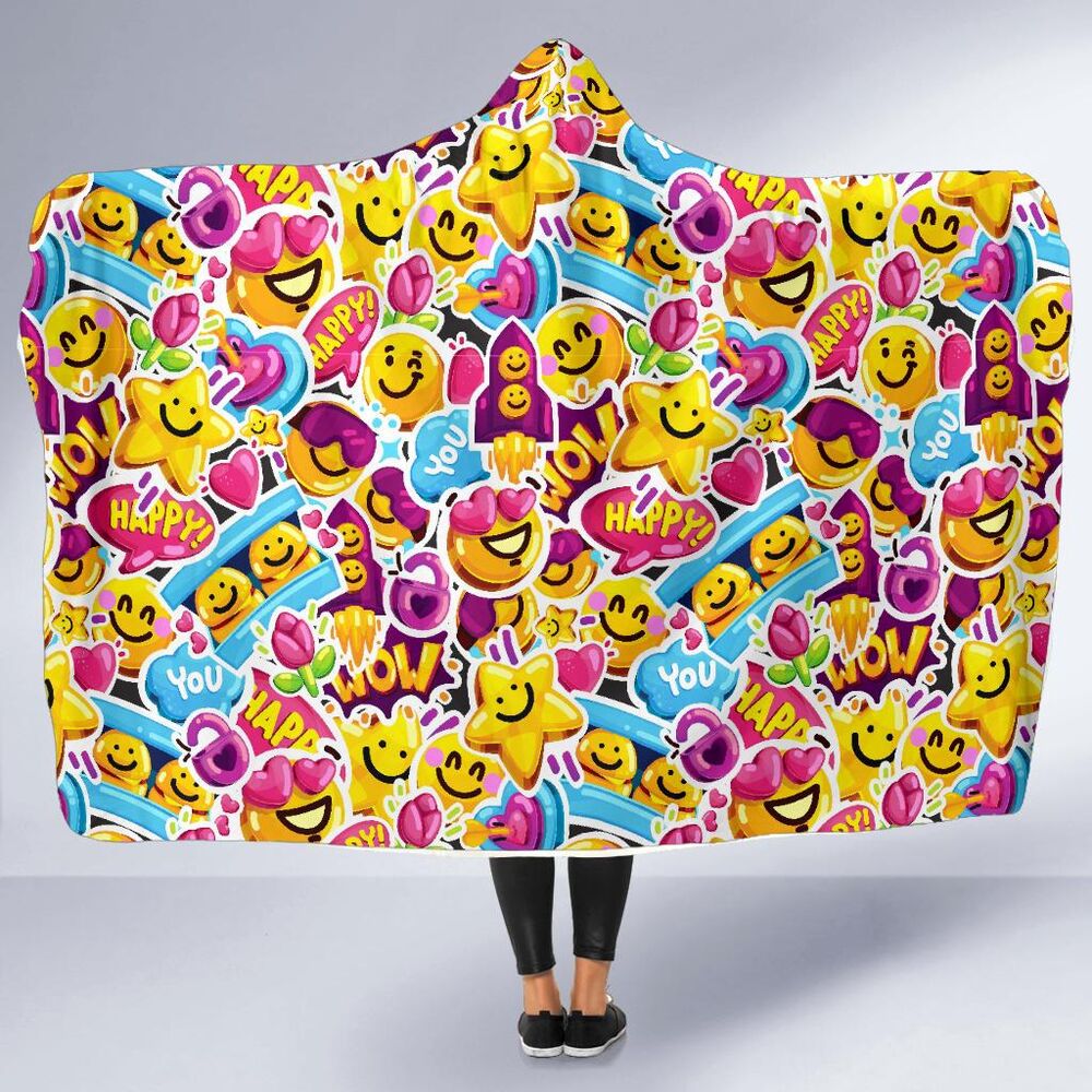 Pattern Print Emoji Hooded Blanket Cloak Blanket pattern print emoji hooded blanket cloak blanket 1222