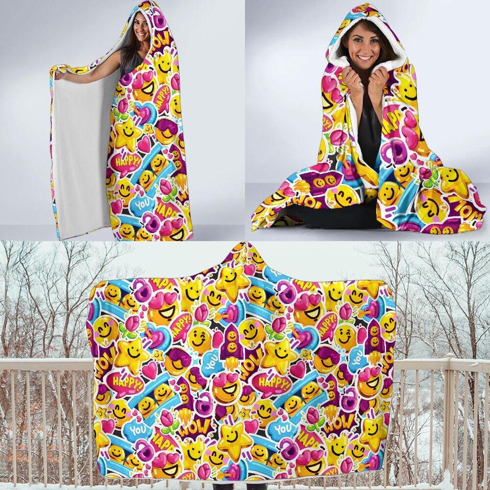Pattern Print Emoji Hooded Blanket Cloak Blanket pattern print emoji hooded blanket cloak blanket 1565