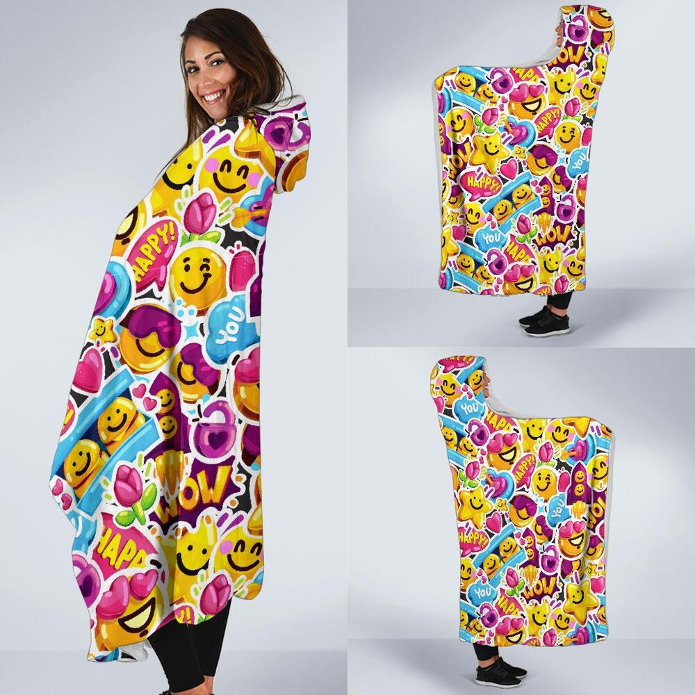 Pattern Print Emoji Hooded Blanket Cloak Blanket pattern print emoji hooded blanket cloak blanket 8565