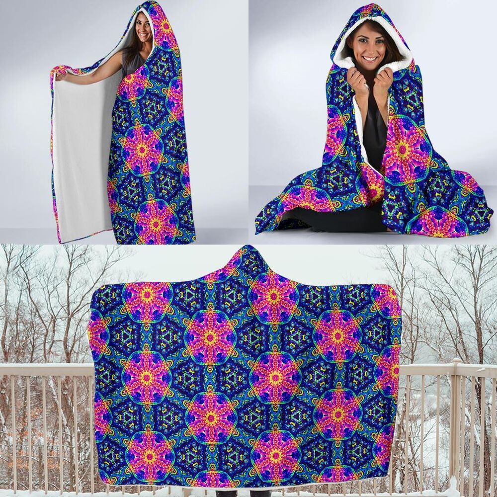 Pattern Print Kaleidoscope Hooded Blanket Cloak Blanket pattern print kaleidoscope hooded blanket cloak blanket 3121