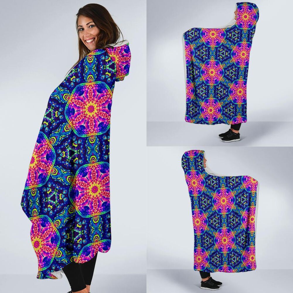 Pattern Print Kaleidoscope Hooded Blanket Cloak Blanket pattern print kaleidoscope hooded blanket cloak blanket 8884