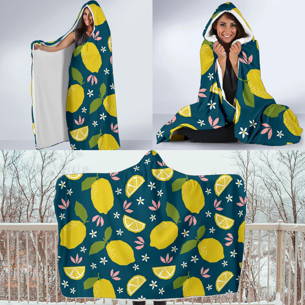 Pattern Print Lemon Hooded Blanket Cloak Blanket pattern print lemon hooded blanket cloak blanket 4469