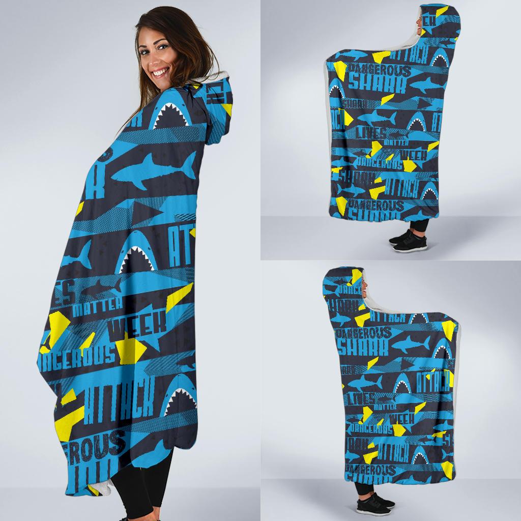Pattern Print Shark Hooded Blanket Cloak Blanket pattern print shark hooded blanket cloak blanket 1728