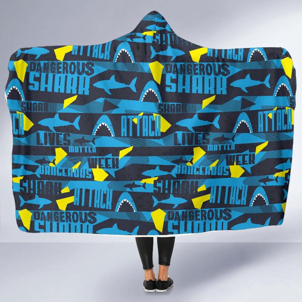 Pattern Print Shark Hooded Blanket Cloak Blanket pattern print shark hooded blanket cloak blanket 2746