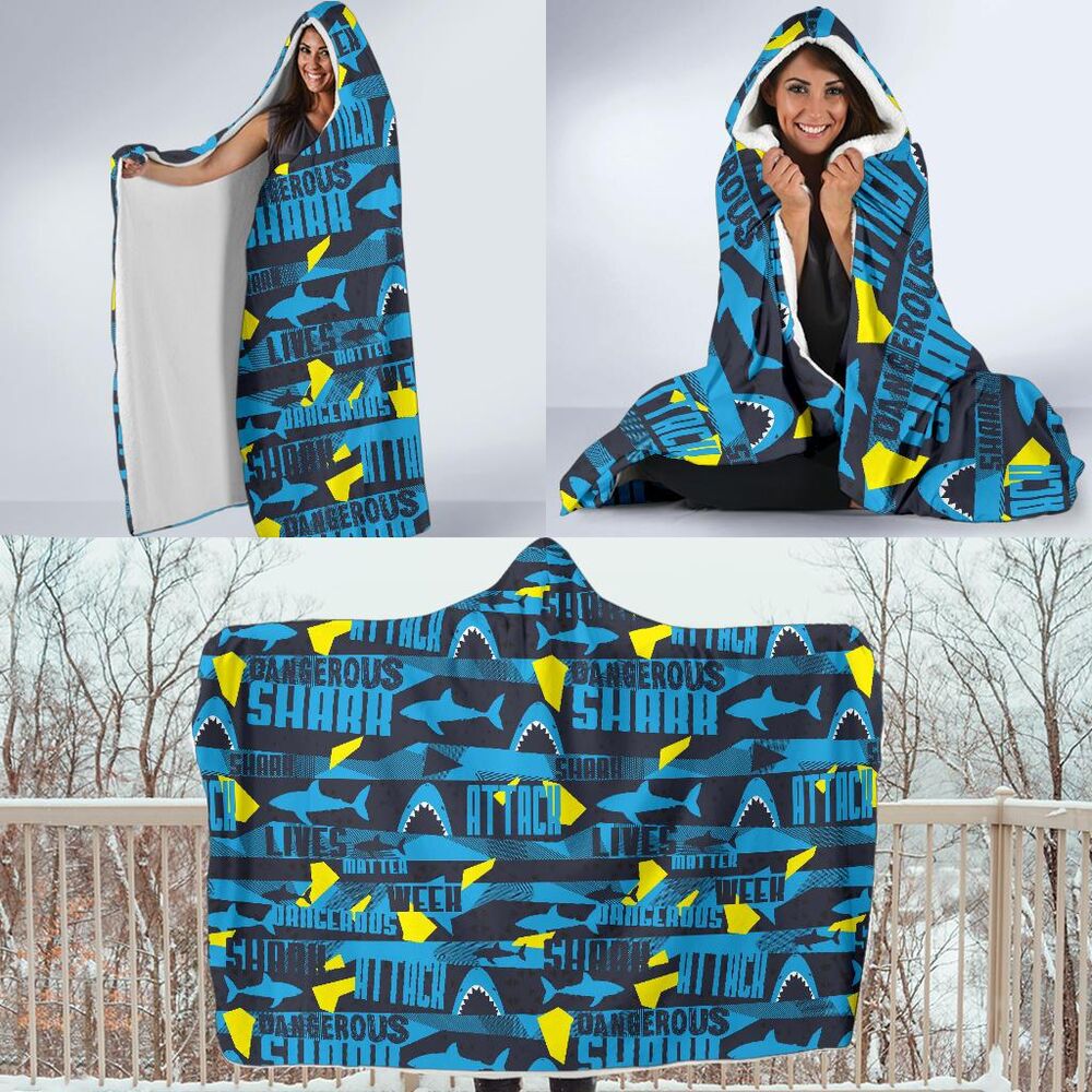Pattern Print Shark Hooded Blanket Cloak Blanket pattern print shark hooded blanket cloak blanket 5650