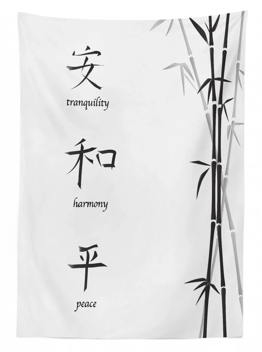 peace bamboo 3d printed tablecloth table decor 8365