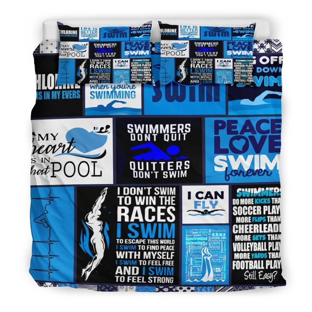 Peace Love Swim Forever Bedding Set Bedroom Decor peace love swim forever bedding set bedroom decor 1661
